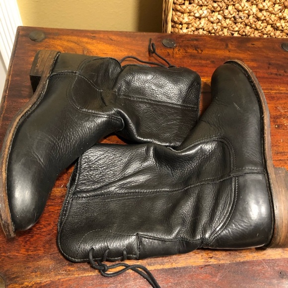 Walk Over Vintage Shoe Womens Boots Leather Pull Mid Calf Western Moto 8.5 - Picture 5 of 11